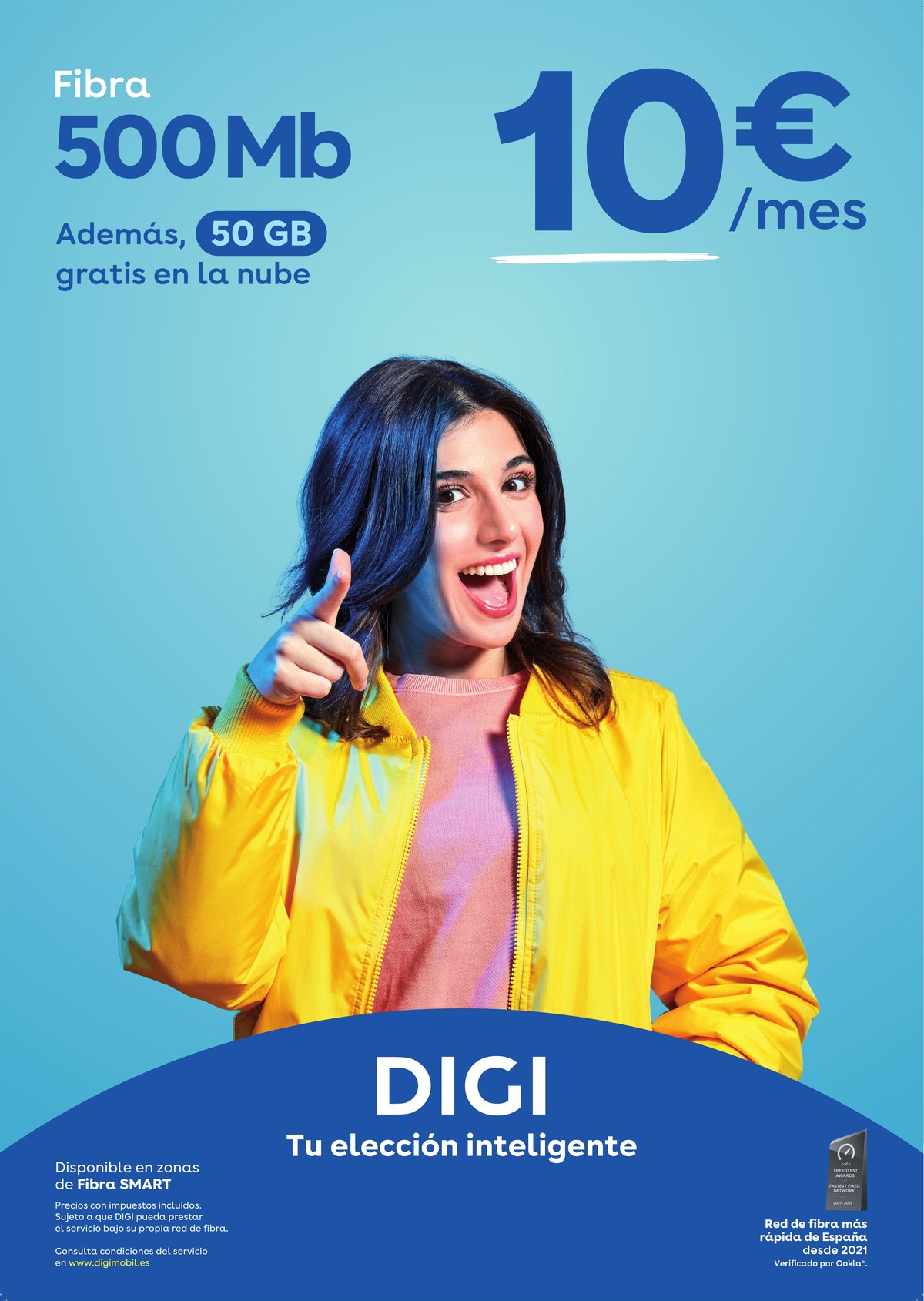 Cartel DIGI Fibra SMART 500 Mb por 10€/mes